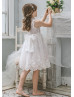 Chic Ivory Floral Lace Tulle Flower Girl Dress